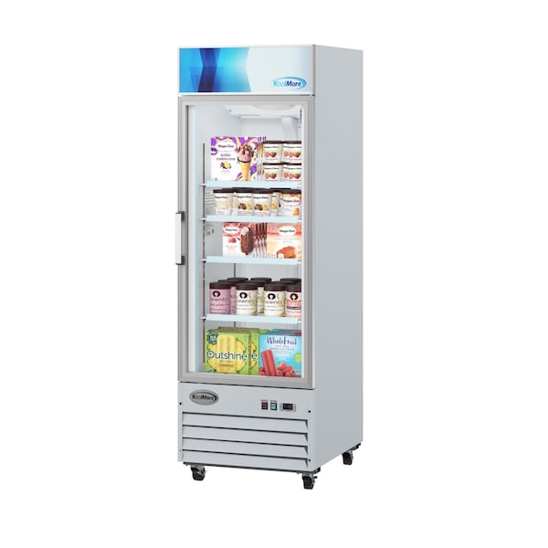 Koolmore 27 in. 1-Door Commercial Display Merchandiser Freezer 13 cu. ft. in White MDF-1GD-13C-WH - MDF-1GD-13C-WH