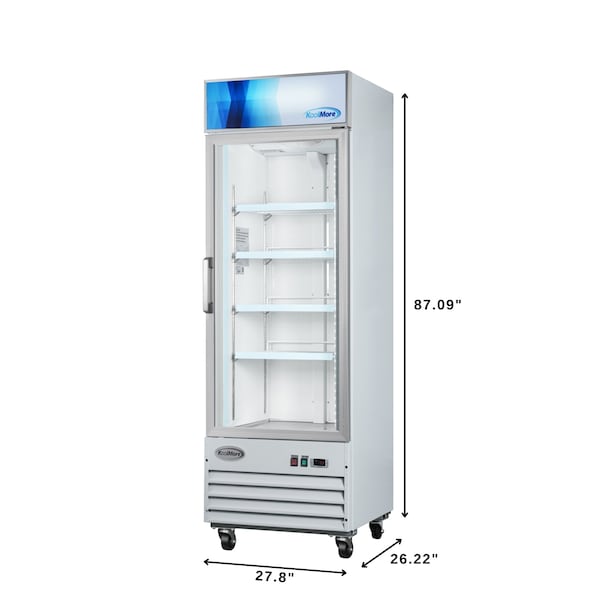 Koolmore 27 in. 1-Door Commercial Display Merchandiser Freezer 13 cu. ft. in White MDF-1GD-13C-WH - MDF-1GD-13C-WH