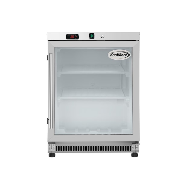 Koolmore 24 in. Commercial Countertop Display Freezer in White w/ Stainless Steel and Glass Door, 4.6 Cu.ft - KM-MDF46GD