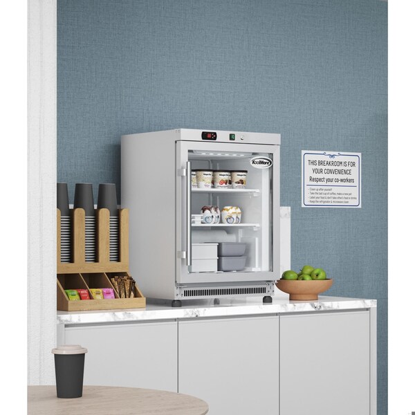 Koolmore 24 in. Commercial Countertop Display Freezer in White w/ Stainless Steel and Glass Door, 4.6 Cu.ft - KM-MDF46GD