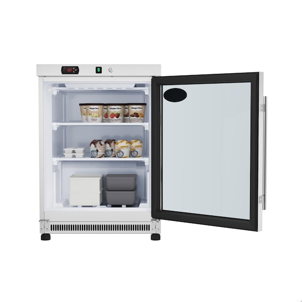 Koolmore 24 in. Commercial Countertop Display Freezer in White w/ Stainless Steel and Glass Door, 4.6 Cu.ft - KM-MDF46GD