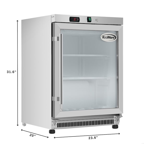 Koolmore 24 in. Commercial Countertop Display Freezer in White w/ Stainless Steel and Glass Door, 4.6 Cu.ft - KM-MDF46GD