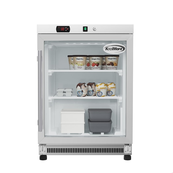 Koolmore 24 in. Commercial Countertop Display Freezer in White w/ Stainless Steel and Glass Door, 4.6 Cu.ft - KM-MDF46GD