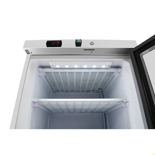 Koolmore 24 in. Commercial Countertop Display Freezer in White w/ Stainless Steel and Glass Door, 4.6 Cu.ft - KM-MDF46GD