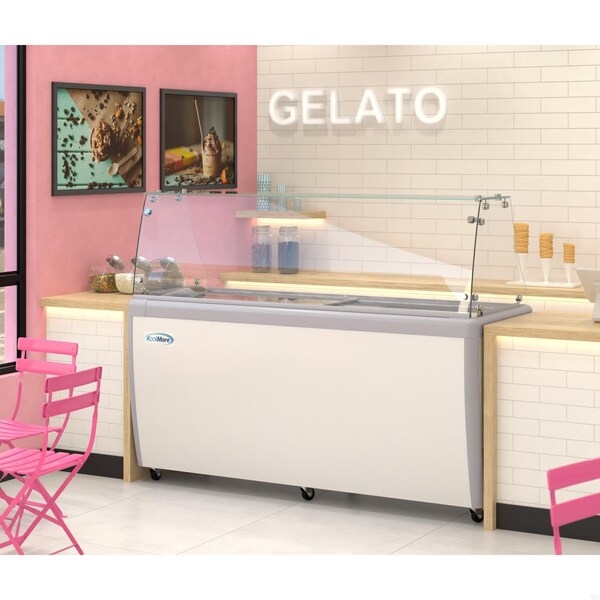 Koolmore 70 in. Gelato Dipping Cabinet Display Freezer with Sliding Glass Door and Sneeze Guard, 20 Cu. Ft. - KM-GDC-71SD-FG
