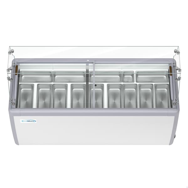 Koolmore 70 in. Gelato Dipping Cabinet Display Freezer with Sliding Glass Door and Sneeze Guard, 20 Cu. Ft. - KM-GDC-71SD-FG