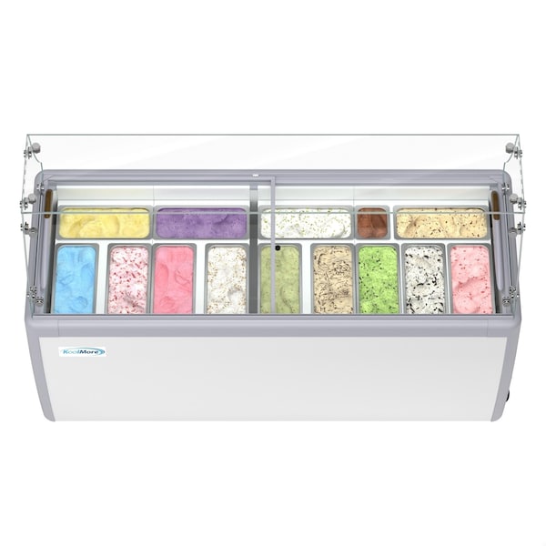 Koolmore 70 in. Gelato Dipping Cabinet Display Freezer with Sliding Glass Door and Sneeze Guard, 20 Cu. Ft. - KM-GDC-71SD-FG