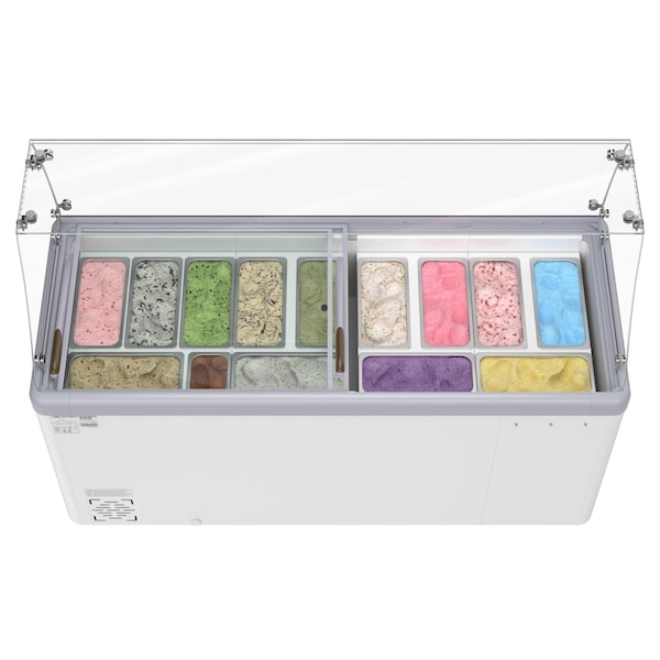 Koolmore 70 in. Gelato Dipping Cabinet Display Freezer with Sliding Glass Door and Sneeze Guard, 20 Cu. Ft. - KM-GDC-71SD-FG