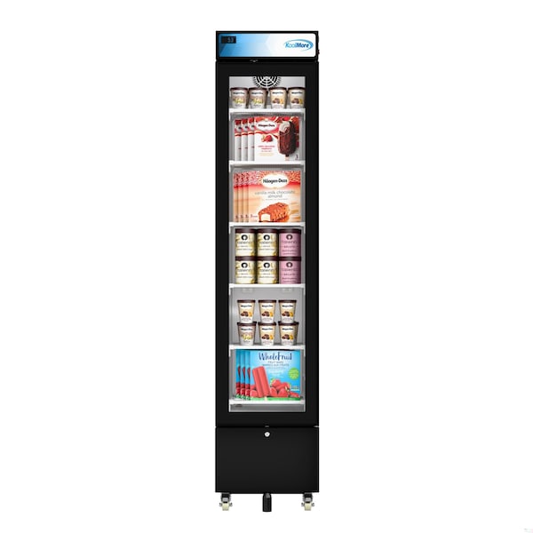 Koolmore 17 in. Slim Commercial Merchandiser Freezer with Manual Defrost, 6.5 Cu. Ft. Capacity, in Black - KM-MDF-17S