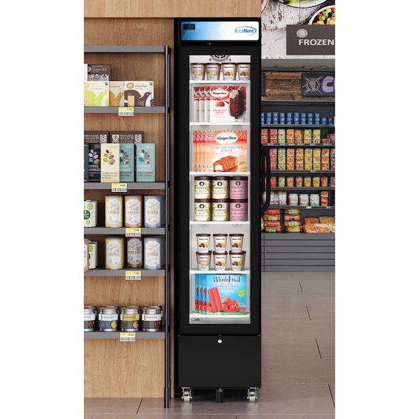 Koolmore 17 in. Slim Commercial Merchandiser Freezer with Manual Defrost, 6.5 Cu. Ft. Capacity, in Black - KM-MDF-17S
