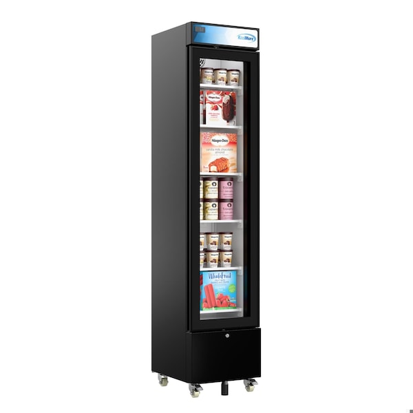 Koolmore 17 in. Slim Commercial Merchandiser Freezer with Manual Defrost, 6.5 Cu. Ft. Capacity, in Black - KM-MDF-17S