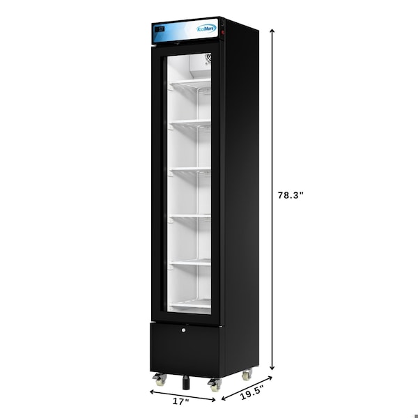 Koolmore 17 in. Slim Commercial Merchandiser Freezer with Manual Defrost, 6.5 Cu. Ft. Capacity, in Black - KM-MDF-17S