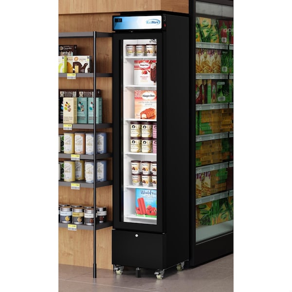 Koolmore 17 in. Slim Commercial Merchandiser Freezer with Manual Defrost, 6.5 Cu. Ft. Capacity, in Black - KM-MDF-17S