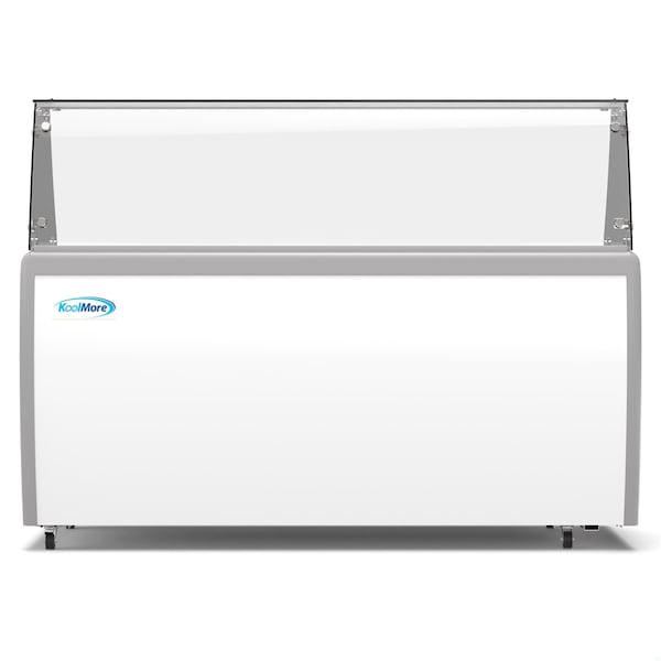 Koolmore 70 in. 12 Tub Ice Cream Dipping Cabinet Display Freezer with Sliding Glass Door and Sneeze Guard - KM-ICD-71SD-FG
