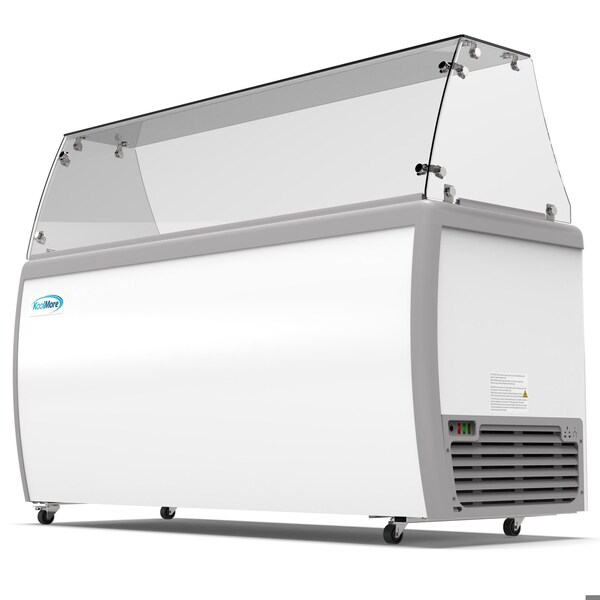 Koolmore 70 in. 12 Tub Ice Cream Dipping Cabinet Display Freezer with Sliding Glass Door and Sneeze Guard - KM-ICD-71SD-FG