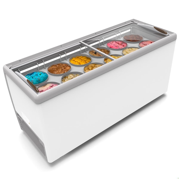 Koolmore 70 in. 12 Tub Ice Cream Dipping Cabinet Display Freezer with Sliding Glass Door, 20 cu. ft. - KM-ICD-71SD