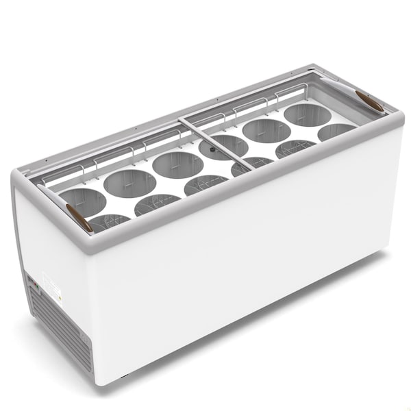 Koolmore 70 in. 12 Tub Ice Cream Dipping Cabinet Display Freezer with Sliding Glass Door, 20 cu. ft. - KM-ICD-71SD