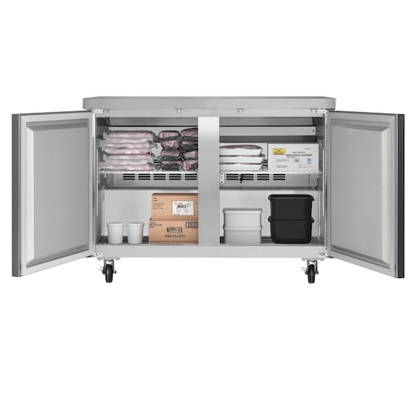 Koolmore 48 in. Two-Door Commercial Undercounter Freezer in Stainless Steel with Casters, KM-UCF-2DSS - KM-UCF-2DSS