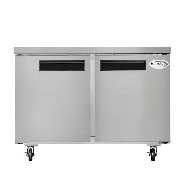 Koolmore 48 in. Two-Door Commercial Undercounter Freezer in Stainless Steel with Casters, KM-UCF-2DSS - KM-UCF-2DSS