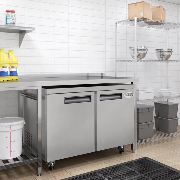 Koolmore 48 in. Two-Door Commercial Undercounter Freezer in Stainless Steel with Casters, KM-UCF-2DSS - KM-UCF-2DSS