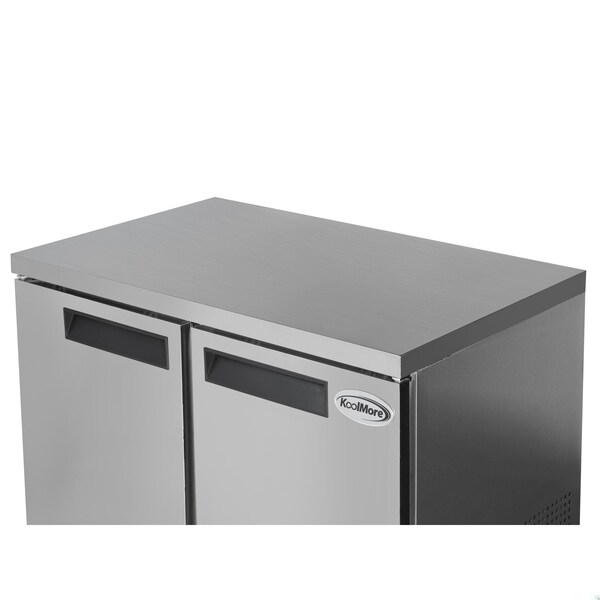 Koolmore 48 in. Two-Door Commercial Undercounter Freezer in Stainless Steel with Casters, KM-UCF-2DSS - KM-UCF-2DSS