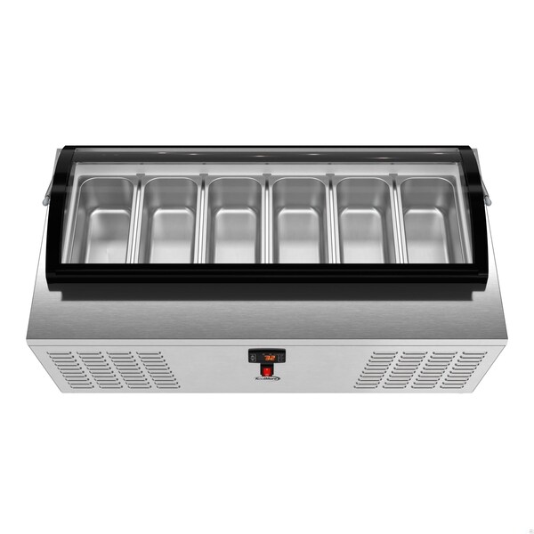Koolmore 45 in. 6-Pan Countertop Ice Cream Display Freezer with Curved Glass Top in Stainless-Steel - KM-CGDR-6P