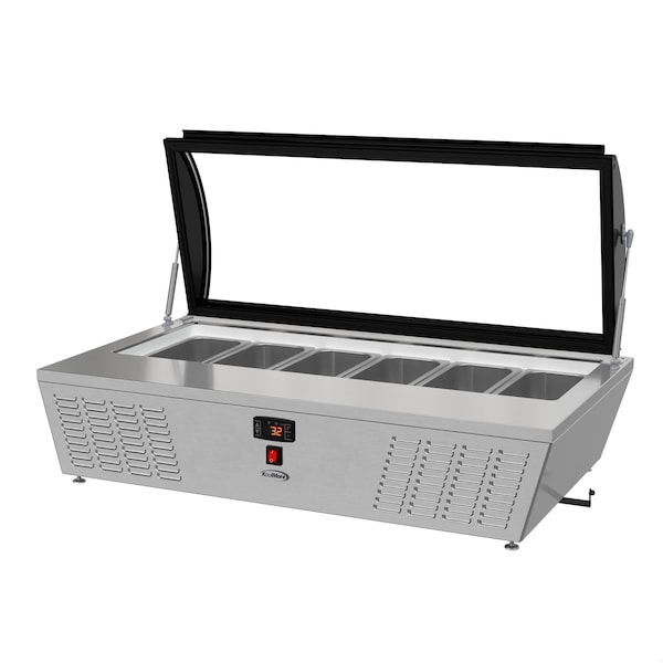 Koolmore 45 in. 6-Pan Countertop Ice Cream Display Freezer with Curved Glass Top in Stainless-Steel - KM-CGDR-6P
