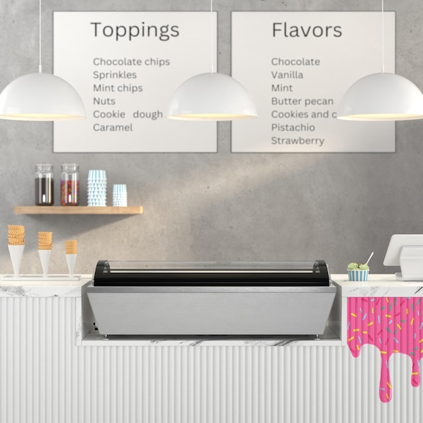 Koolmore 45 in. 6-Pan Countertop Ice Cream Display Freezer with Curved Glass Top in Stainless-Steel - KM-CGDR-6P