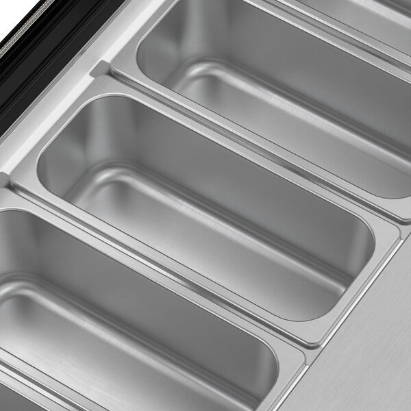 Koolmore 45 in. 6-Pan Countertop Ice Cream Display Freezer with Curved Glass Top in Stainless-Steel - KM-CGDR-6P