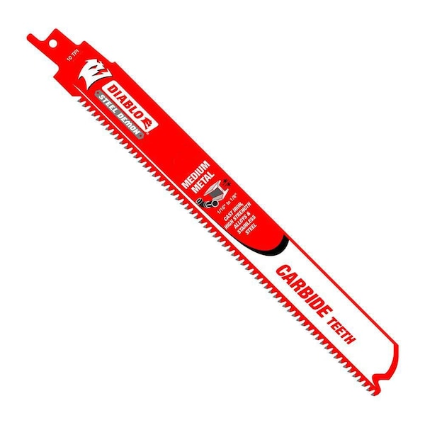 Diablo 6" Carbide Tipped Medium Metal Recip Blade 10 Tpi 1/16"-1/8" - DS0610CF