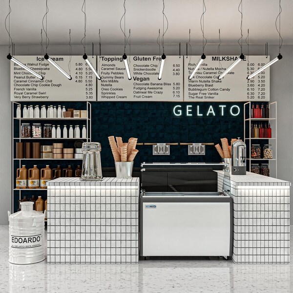Koolmore 50 in. Gelato Dipping Cabinet Display Freezer with Sliding Glass Door and Sneeze Guard 13 cu. ft. - KM-GDC-49SD-FG