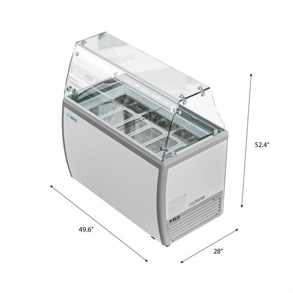 Koolmore 50 in. Gelato Dipping Cabinet Display Freezer with Sliding Glass Door and Sneeze Guard 13 cu. ft. - KM-GDC-49SD-FG