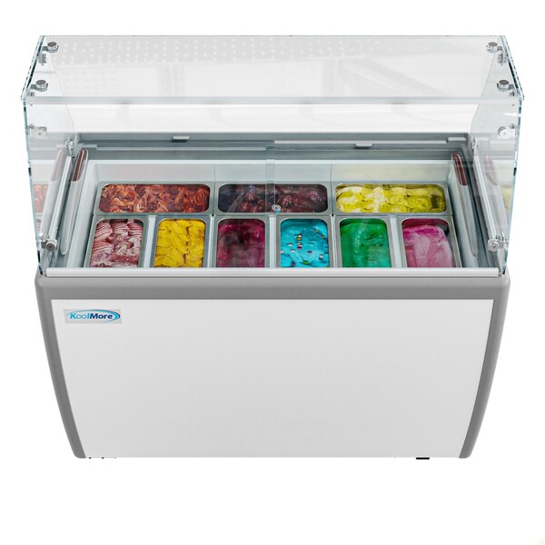 Koolmore 50 in. Gelato Dipping Cabinet Display Freezer with Sliding Glass Door and Sneeze Guard 13 cu. ft. - KM-GDC-49SD-FG