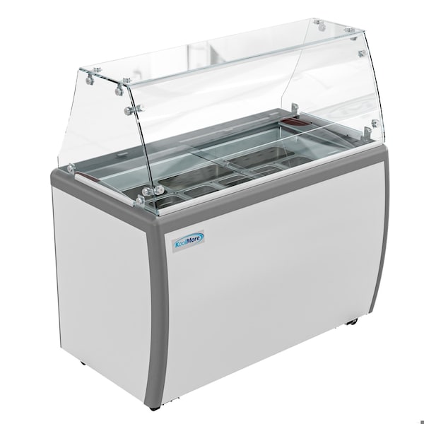 Koolmore 50 in. Gelato Dipping Cabinet Display Freezer with Sliding Glass Door and Sneeze Guard 13 cu. ft. - KM-GDC-49SD-FG
