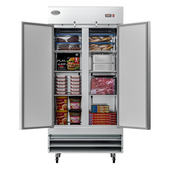 Koolmore 39 in. Commercial Stainless Steel 2-Door Reach-In Freezer, 35 cu. ft. - RIF-2D-SS35C