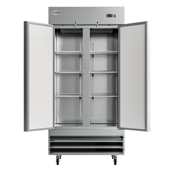 Koolmore 39 in. Commercial Stainless Steel 2-Door Reach-In Freezer, 35 cu. ft. - RIF-2D-SS35C