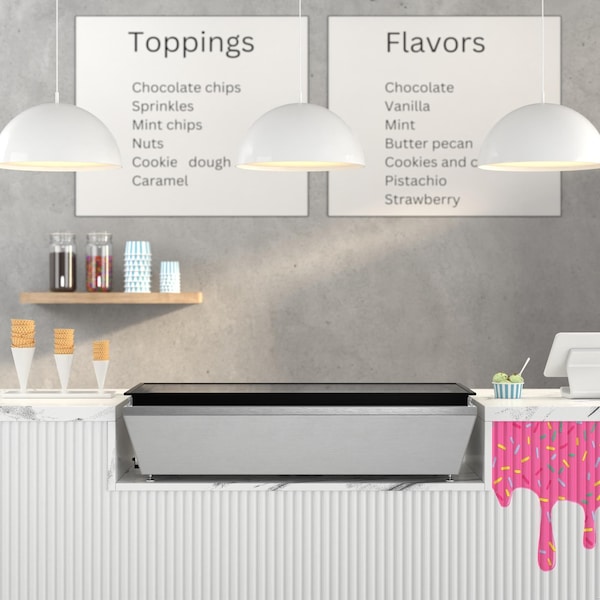 Koolmore 45 in. 6-Pan Countertop Ice Cream Display Freezer with Glass Top in Stainless-Steel - KM-CGD-6P45