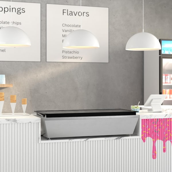 Koolmore 45 in. 6-Pan Countertop Ice Cream Display Freezer with Glass Top in Stainless-Steel - KM-CGD-6P45