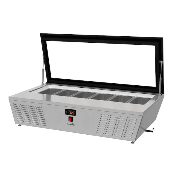 Koolmore 45 in. 6-Pan Countertop Ice Cream Display Freezer with Glass Top in Stainless-Steel - KM-CGD-6P45