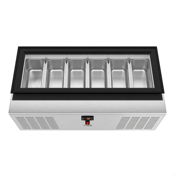 Koolmore 45 in. 6-Pan Countertop Ice Cream Display Freezer with Glass Top in Stainless-Steel - KM-CGD-6P45