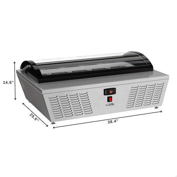 Koolmore 39 in. 5-Pan Countertop Ice Cream Display Freezer with Curved Glass Top in Stainless-Steel - KM-CGDR-5P