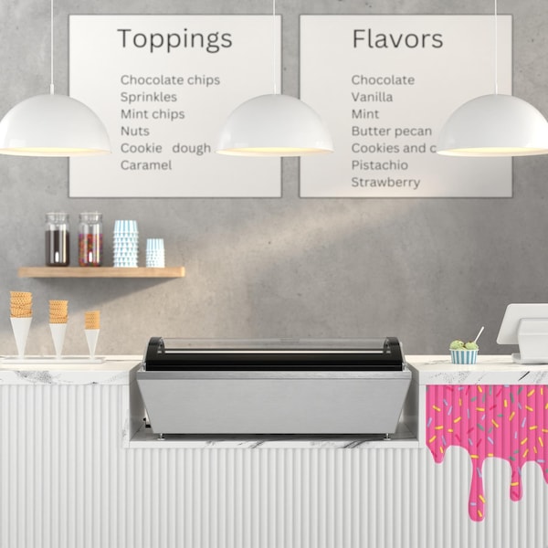Koolmore 39 in. 5-Pan Countertop Ice Cream Display Freezer with Curved Glass Top in Stainless-Steel - KM-CGDR-5P