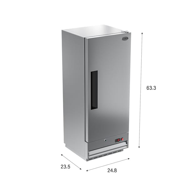 Koolmore 25 in. Commercial Stainless Steel 1-Door Reach-In Freezer, 12 cu. ft. - RIF-1D-SS12C