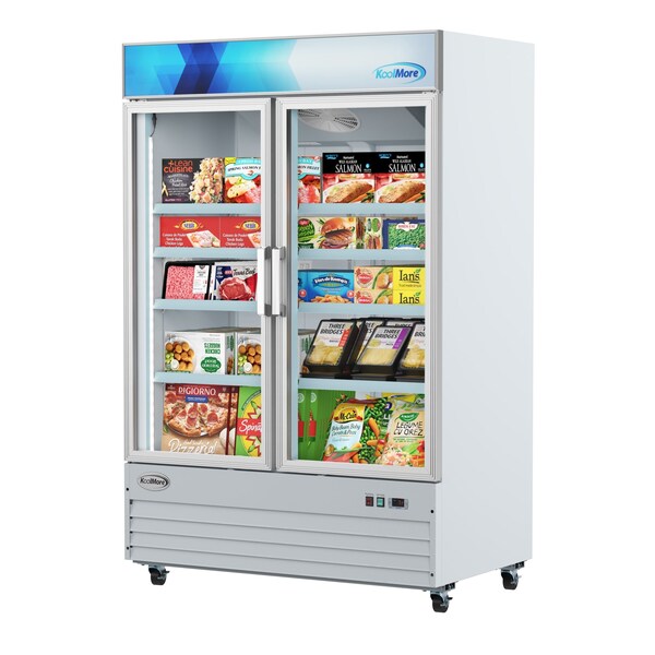 Koolmore 53 in. 2-Door Commercial Display Merchandiser Freezer 45 cu. ft. in White MDF-2GD-45C-WH - MDF-2GD-45C-WH