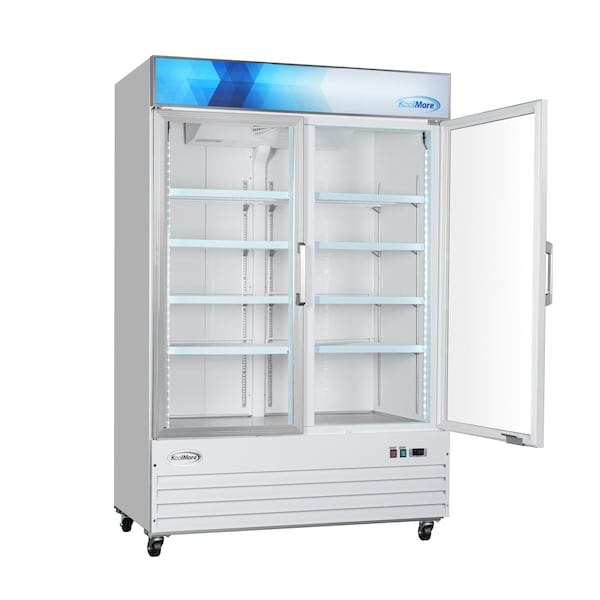 Koolmore 53 in. 2-Door Commercial Display Merchandiser Freezer 45 cu. ft. in White MDF-2GD-45C-WH - MDF-2GD-45C-WH