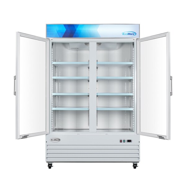 Koolmore 53 in. 2-Door Commercial Display Merchandiser Freezer 45 cu. ft. in White MDF-2GD-45C-WH - MDF-2GD-45C-WH