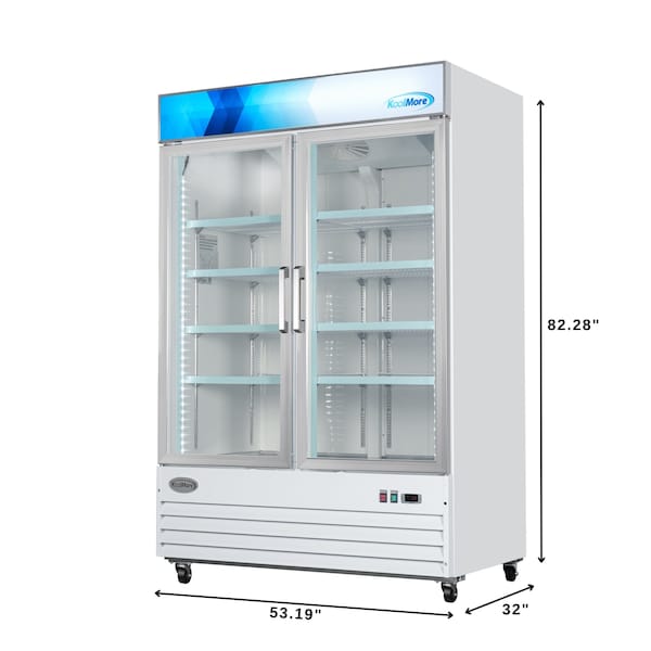 Koolmore 53 in. 2-Door Commercial Display Merchandiser Freezer 45 cu. ft. in White MDF-2GD-45C-WH - MDF-2GD-45C-WH