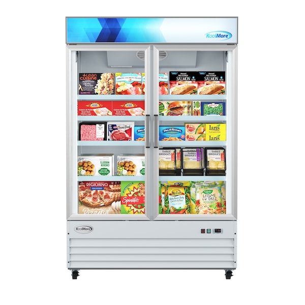 Koolmore 53 in. 2-Door Commercial Display Merchandiser Freezer 45 cu. ft. in White MDF-2GD-45C-WH - MDF-2GD-45C-WH