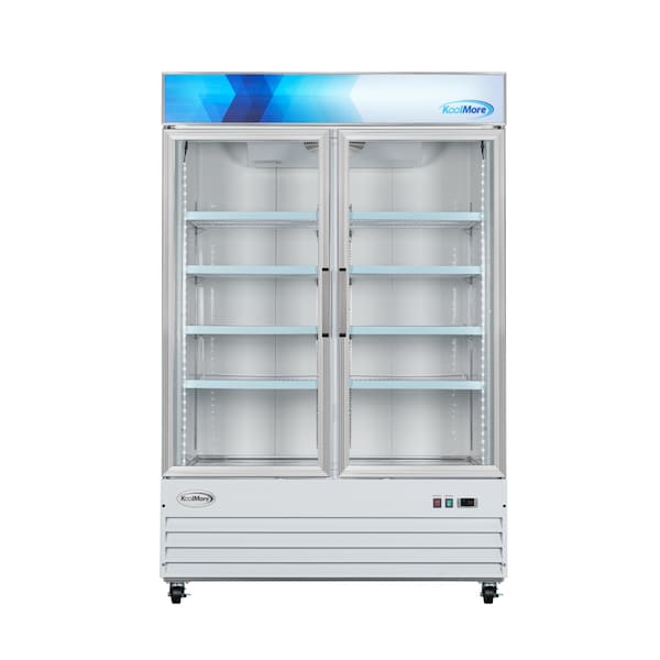 Koolmore 53 in. 2-Door Commercial Display Merchandiser Freezer 45 cu. ft. in White MDF-2GD-45C-WH - MDF-2GD-45C-WH