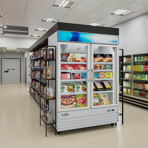 Koolmore 53 in. 2-Door Commercial Display Merchandiser Freezer 45 cu. ft. in White MDF-2GD-45C-WH - MDF-2GD-45C-WH